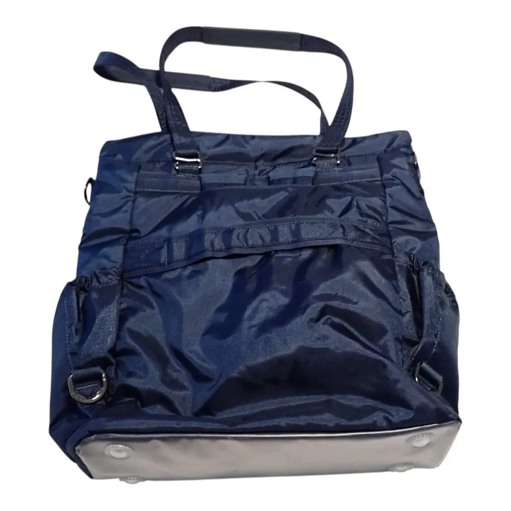 LUG Ace Tote Bag Womens Navy Nylon 2-in-1 Backpack Purse RFID Polka Dot Lining